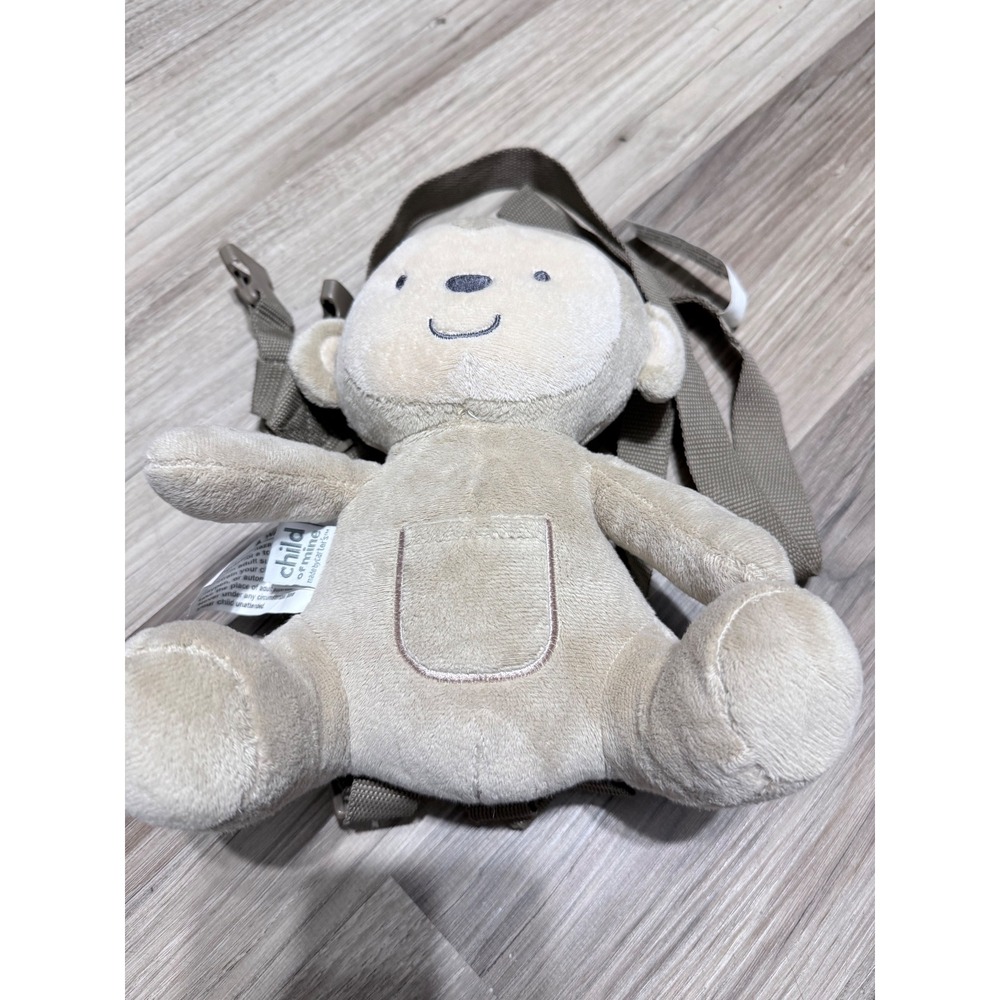 Child of Mine by Carters Monkey Plush Safety Harness Backpack Tan Toddler Leash